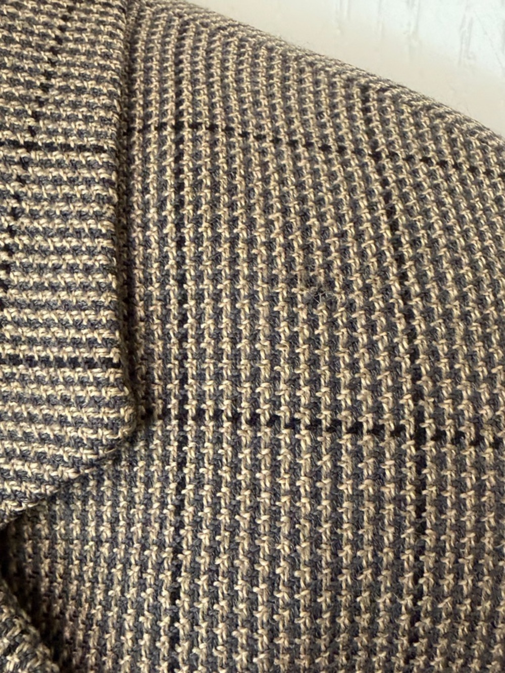 Vintage Oscar de la Renta Taupe Brown Glen Plaid Wool Cashmere Blazer, Size M - Picture 16 of 16
